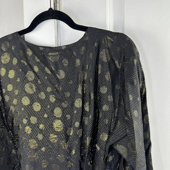 New ModCloth golden record party wrap Dress Size Small large Metallic Gold Black - Picture 7 of 11
